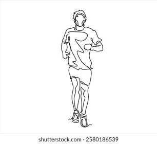 man Runner One Line Drawing. Running Abstract Minimal Drawing. Continuous One Line Woman Run Sport Illustration. Modern Trendy Contour Drawing