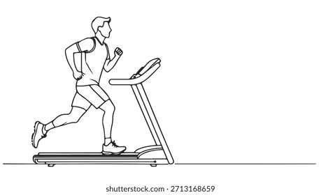 Man Runner One Line Drawing. Running Abstract Minimal Drawing. Line Art Male Run Sport Illustration. Modern Trendy Contour Drawing. Vector Illustration.