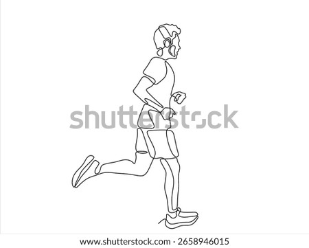 man Runner One Line Drawing. Running Abstract Minimal Drawing. Continuous One Line Woman Run Sport Illustration. Hand drawn one line vector. Editable stroke