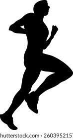 man runner running marathon black silhouette on white background