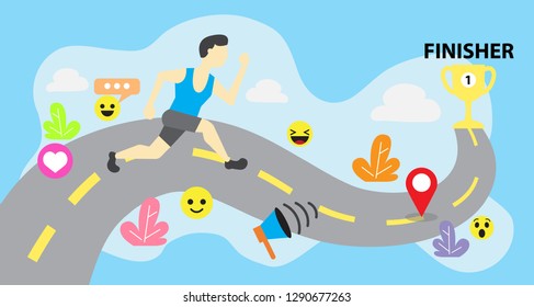 The man runner running on street. 