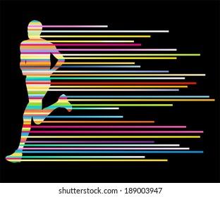 Man runner silhouette vector background template concept made of stripes