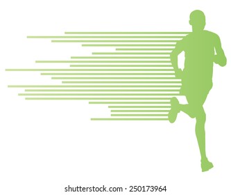 Man runner silhouette vector background template concept made of stripes