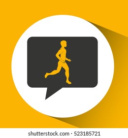 man runner sport emblem laurel branch vector illustration eps 10
