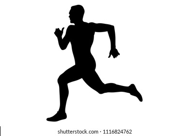 Man Runner Sprinter Black Silhouette Competition Stock Vector (Royalty ...