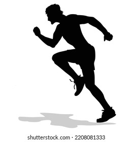 man runner sprinter black silhouette competition in athletics
