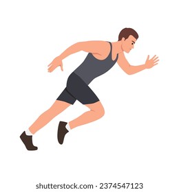 Man runner sprinter explosive start in running. Flat vector illustration isolated on white background