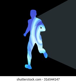 Man runner sprinter silhouette illustration vector background colorful concept made of transparent curved shapes