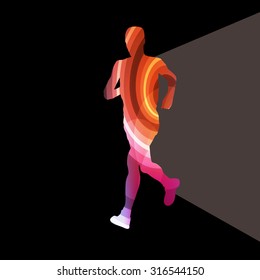 Man runner sprinter silhouette illustration vector background colorful concept made of transparent curved shapes