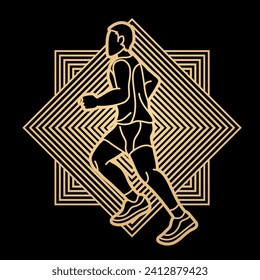 A Man Running Action Marathon Runner Start Running  Movement  Cartoon Sport Graphic Vector