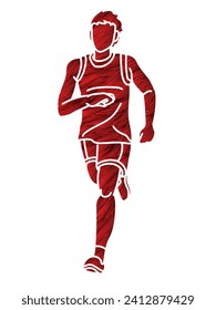 A Man Running Action Marathon Runner Start Running  Movement  Cartoon Sport Graphic Vector