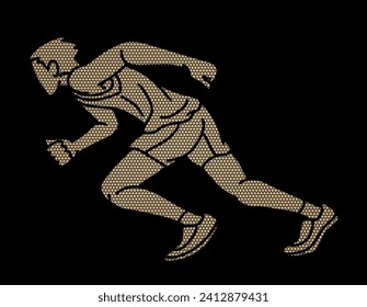 A Man Running Action Marathon Runner Start Running  Movement  Cartoon Sport Graphic Vector
