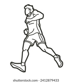 A Man Running Action Marathon Runner Start Running  Movement  Cartoon Sport Graphic Vector