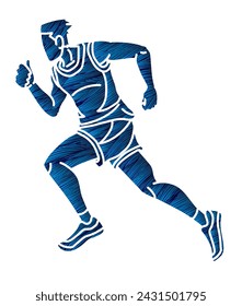 A Man Running Action Speed Movement Marathon Runner Cartoon Sport Graphic Vector