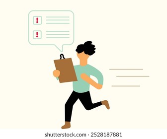Homem executando após receber a ilustração de notificação