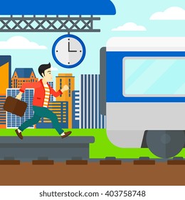 Man running along the platform.