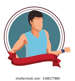 Man running avatar round icon