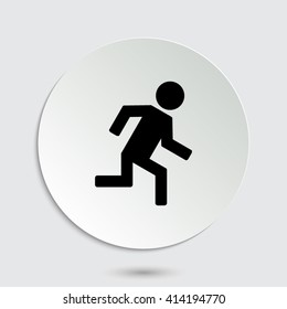 man running - black vector icon  with shadow