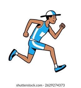 
man running in blue cap