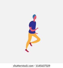 man running cartoon character sport male activities isolated healthy lifestyle concept full length flat vector illustration