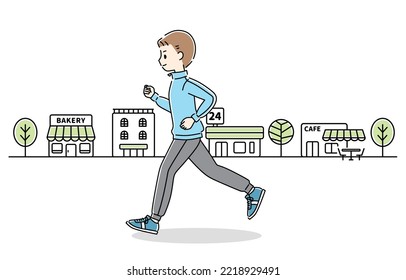 A man running in the city.