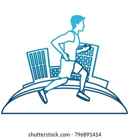 Man running at city