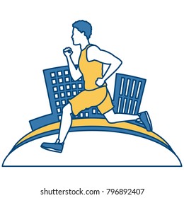 Man running at city