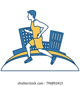 Man running at city