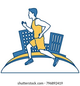 Man running at city