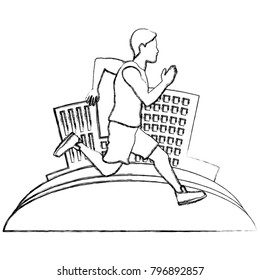 Man running at city