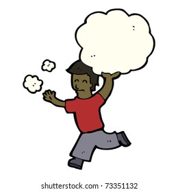man running with cloud cartoon man running with cloud cartoon