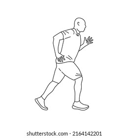 Man running, continuous line, line art style, minimalist, isolated on white background, graphic resources suitable for illustration, poster, and social media needs.