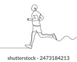 Man running continuous line drawing. Fitness and sport concept. Vector illustration minimalist design hand drawn.