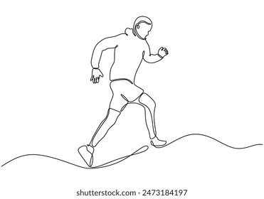 Man running continuous line drawing. Fitness and sport concept. Vector illustration minimalist design hand drawn.