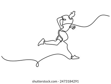 Man running continuous line drawing. Fitness and sport concept. Vector illustration minimalist design hand drawn.