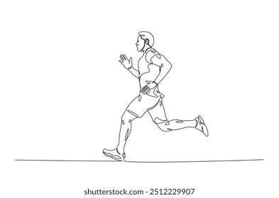 Hombre corriendo dibujo continuo de una línea. Jogging abstracto de una sola línea ilustración de arte. Vector editable.