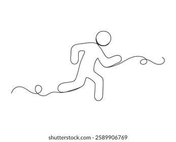 Man running continuous one line art shape isolated vector illustration on white background.