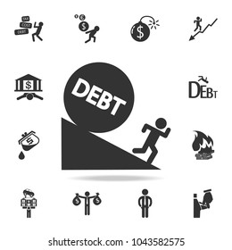 man running debt ball fall icon. Detailed set of finance, banking and profit element icons. Premium quality graphic design. One of the collection icons for websites, web design on white background