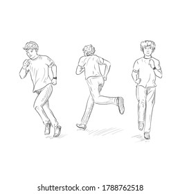 A man running with different angles view