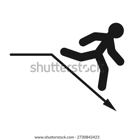 A man running downhill symbolizes decline and regression.