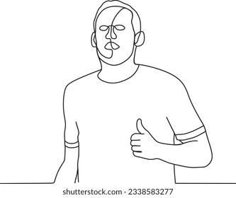 man running in the drawing with one line