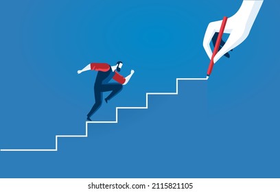 Man running up the drawn stairs