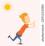 Man Running Due to Heat,His hairs are heated on Fire