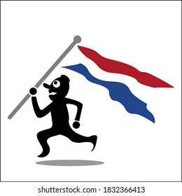 Man Running With Dutch flag, illustration in vector format - stock illustration.