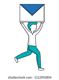 man running with envelope email work