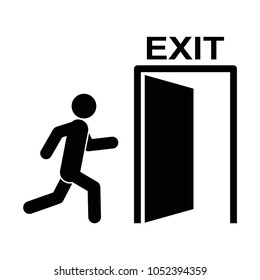A man running to the exit. Exit icon. Vector illustration