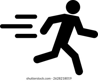 Man running fast icon isolated on white background . Rush icon . Vector illustration