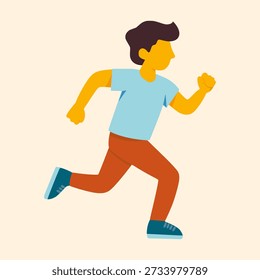 Mann, der schnell Sport treibt, gesunde Figur, flache Farbe, Vektorgrafik, Vorlage