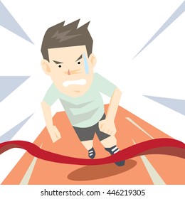 Man running to finish line tape-vector