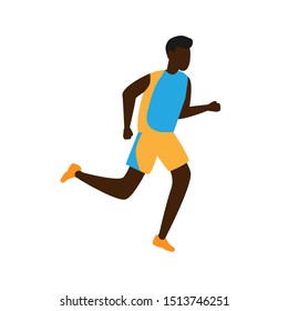 Man running. Flat cartoon character isolated on white background